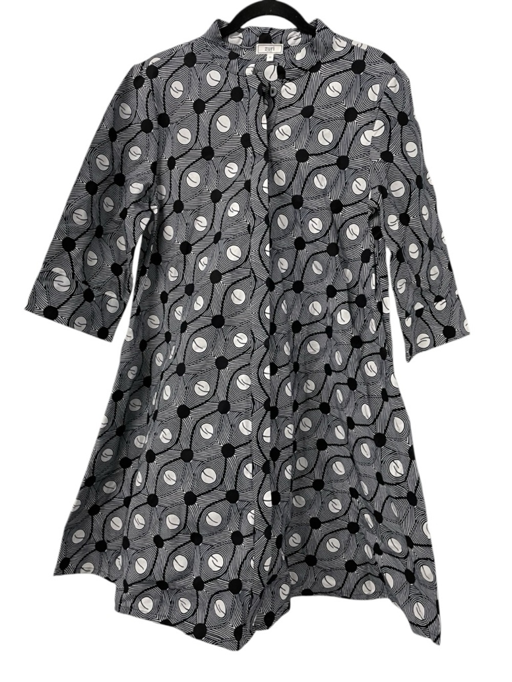 ZURI KENYA Black & White Abstract Pattern Kente Cotton Art to Wear Dress Medium